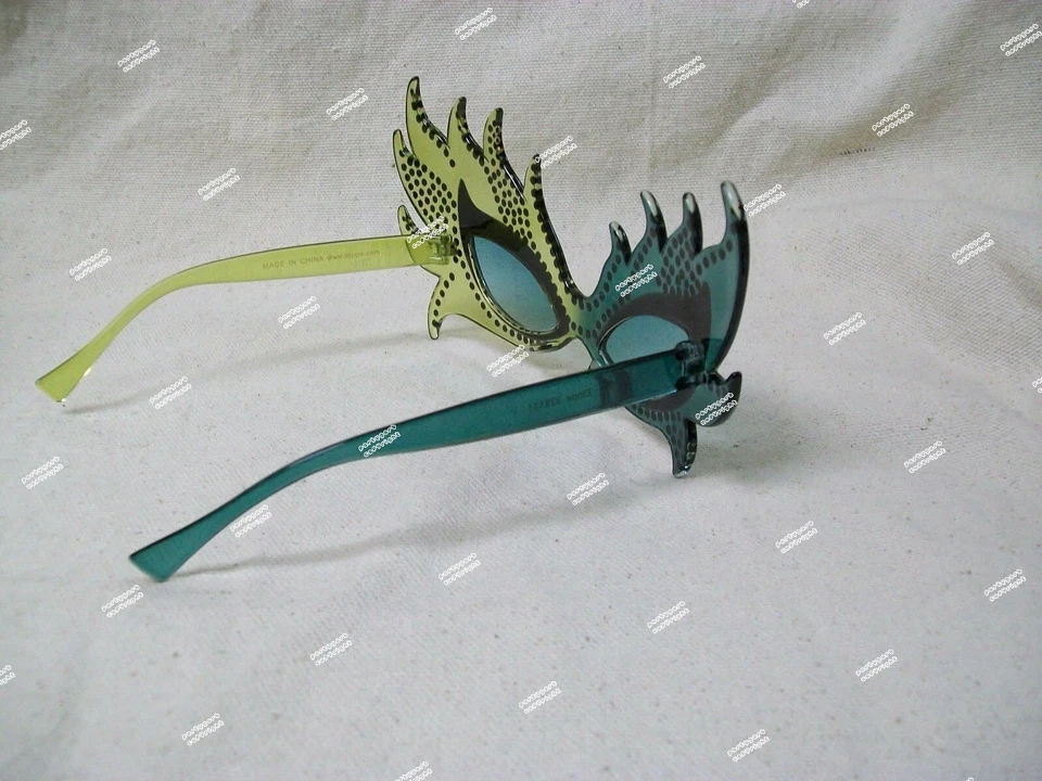 Máscara Pluma Verde Gafas Mardi Gras Carnaval Ursula Villano Hiedra Venenosa Tóxica Foto 4 de 4