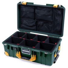 Trekking Green  Yellow Pelican 1535 Case. Trekpak kit  Mesh. Yellow Trolley
