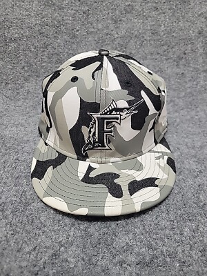 Florida Marlins Hat Cap Fitted 3/8 New Era Snow Camo Y2K Baseball Logo  RARE