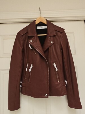 IRO NWT Han Newhan Leather Biker Jacket Women's Red Brown