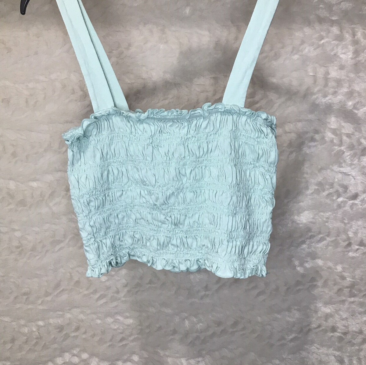 American Eagle M Sea Green Smocked Cropped Top Tank Top | eBay