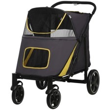 PawHut Foldable Dog Pet Carriage w/ Universal Wheels, Shock Absorber - Grey