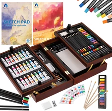 Art Supplies Vigorfun Deluxe Wooden Art Set Crafts Drawing Painting Kit with...