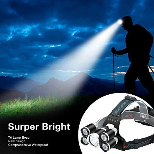 Linterna Frontal Diadema LED 5x T6 8000 Lm Impermeable Entrega 48/72h d360 - Imagen 3 de 4