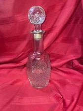 Clear Glass Cross Hatch Decanter Bottle Mogen David Wine 1982 w stopper FREE SH