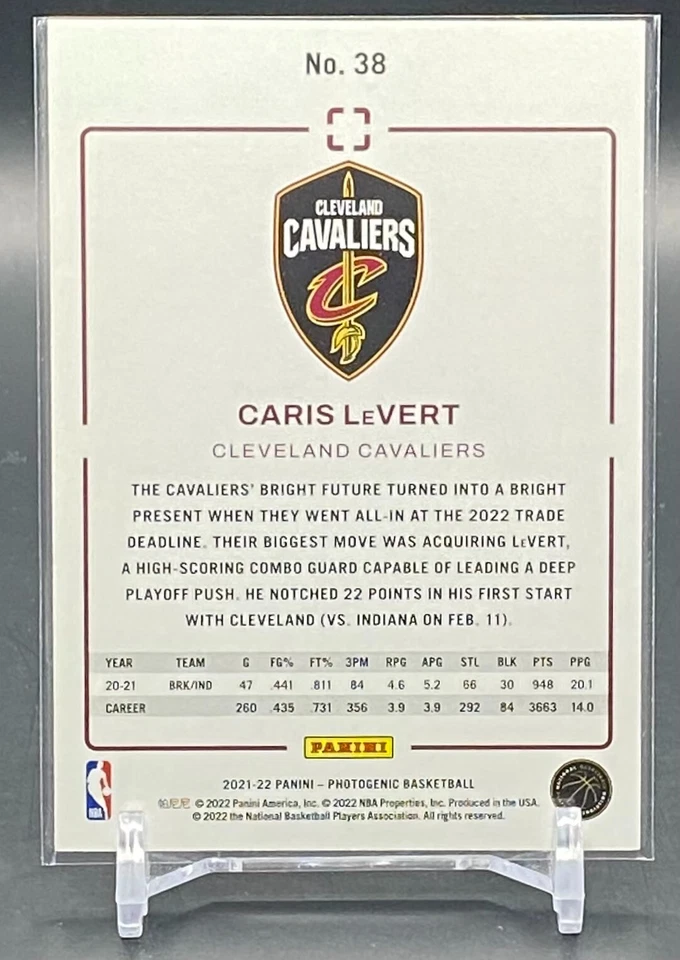 2021-22 Panini Photogenic Caris Levert #38 Cleveland Cavaliers - Image 2 of 2