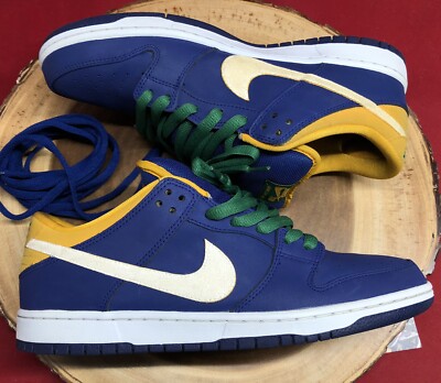 Nike Dunk Low Pro SB Royal Blue Midas Gold Pine Green Off White Sz 10.5