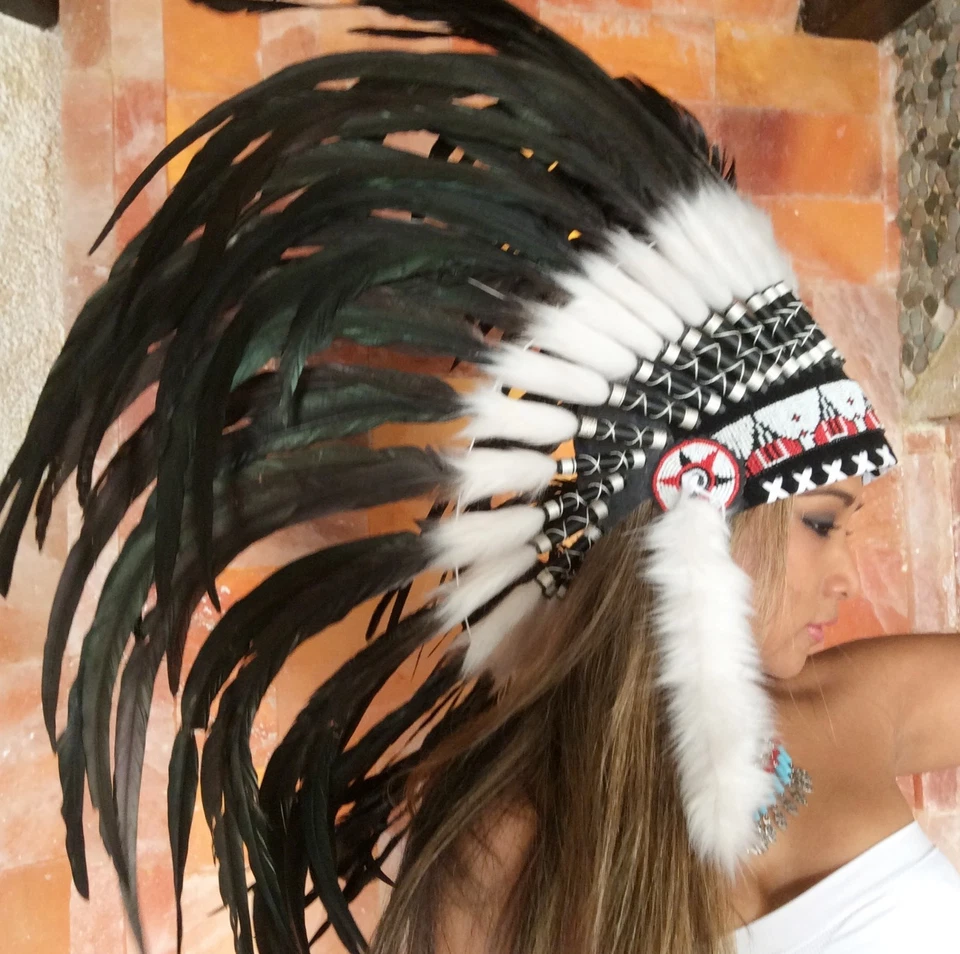 Indianer Haube Federhaube War Bonnet Indian headdress spring bonnet - Bild 3 von 4
