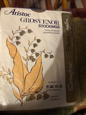 Aristoc   Grosvenor 30 Den Nahtlose Stretch Strümpfe Pfirsich Blüte Vintage