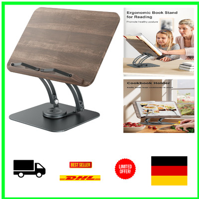 Tounee Buchständer - 360° drehbarer Rezept- & Musikhalter