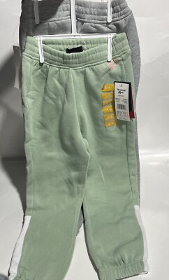 Reebok Youth Girls Size 5/6 Set of Two Sweatpants Sage And Grey  Athletic New