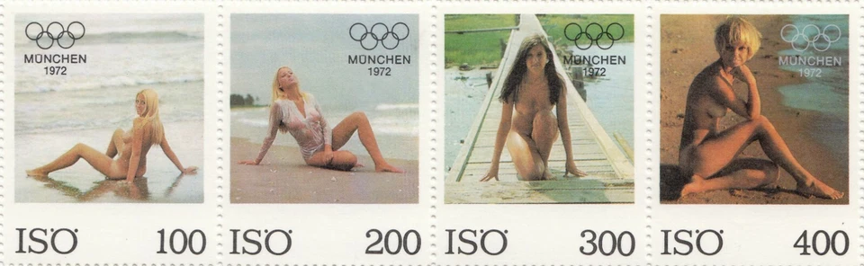 Hoja postal local de Iso Island, chicas de Suecia, desnudas, perf/imperf, olímpica 1972 Foto 4 de 4