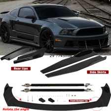 Front Bumper Lip Splitter Spoiler Body Kit +Side Skirt For Ford Mustang