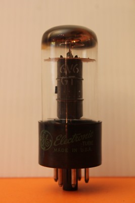 GE General Electric 6V6GT Elektronenröhre - Chrom Oberseite - Ring Getter -