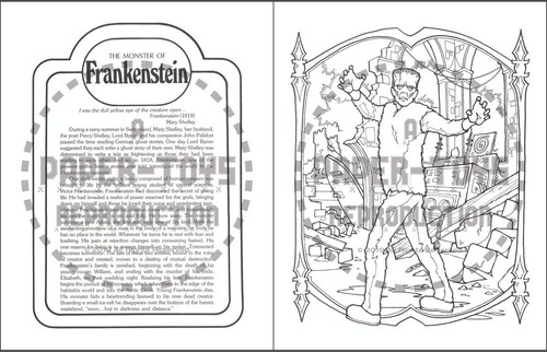 MONSTER GALLERY COLORING BOOK - REPRINT - BOOKLET VERSION 5.5" x 8.5" - Picture 4 of 19