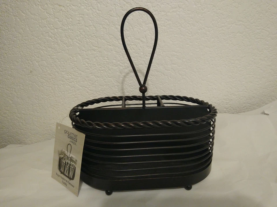METAL DURABLE GOURMET BASICS MIKASA ROPE NAPKIN FLATWARE PICNIC CONDIMENT CADDY - Image 2 of 4
