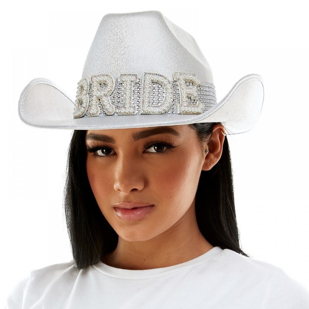 3361 Women\'s Cowboy Hat Bundle - 6 Pack - 1 Bride (white/silver) & 5 Black Amazon.com: MGupzao Groom & Bride Cowboy Hat Set with Veil  main image 2