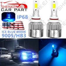 2pcs Ice Blue 9005 Hb3 Cob Led Bulbs Headlight Conversion Kit High Beam - 8000k