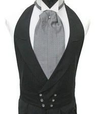 Men's Black Double Breasted Wool Tuxedo Vest & Ascot Fit All (37-50 Jacket)