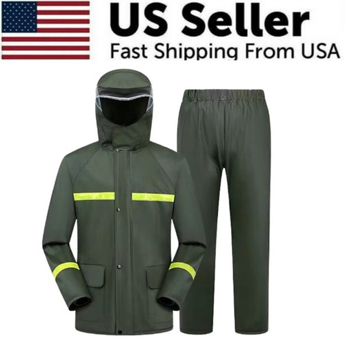 Rain Suits for Women Men Jackets Pant Gear Raincoat Waterproof motorcycle hivis - Picture 20 of 25