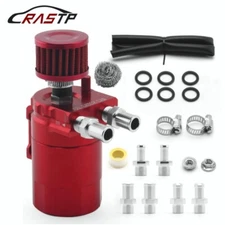 Oil Catch Can Kit 300ML Tank Baffled Reservoir Breather Filter Red Universal