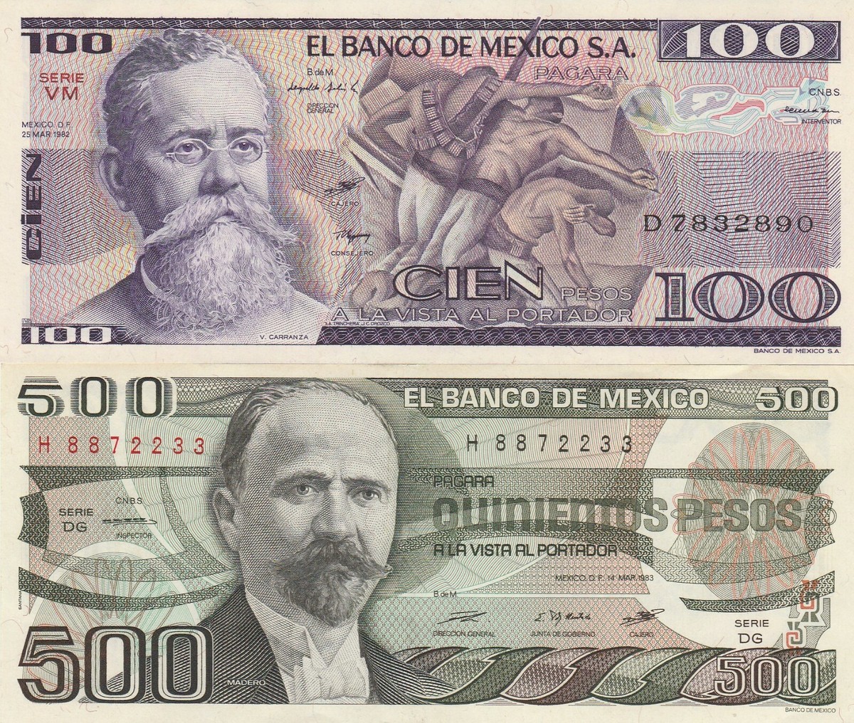 El Banco de Mexico: Collection 7 Bank Notes UNC. | eBay