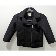 Zara Black Wool-blend Biker Jacket Girl's Size 6