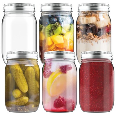 HEFTMAN 6 x Glas Einmachgläser Einkochen Overnight Oats Hausgemachte Marmelade Lebensmittel 500ml