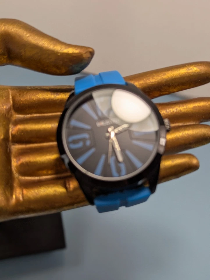 Kenneth Cole Reloj Hombre No Listado Azul Reversible Silicona Banda Negro Estuche Bisel Foto 4 de 4