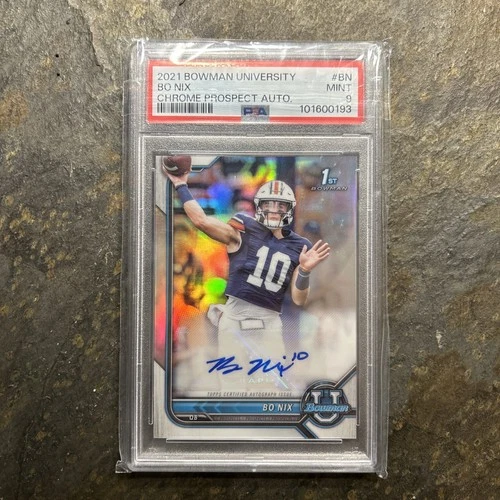 2021 BOWMAN UNIVERSITY BO NIX CHROME ROOKIE CARD RC BRONCOS QB 1ST AUTO PSA 9