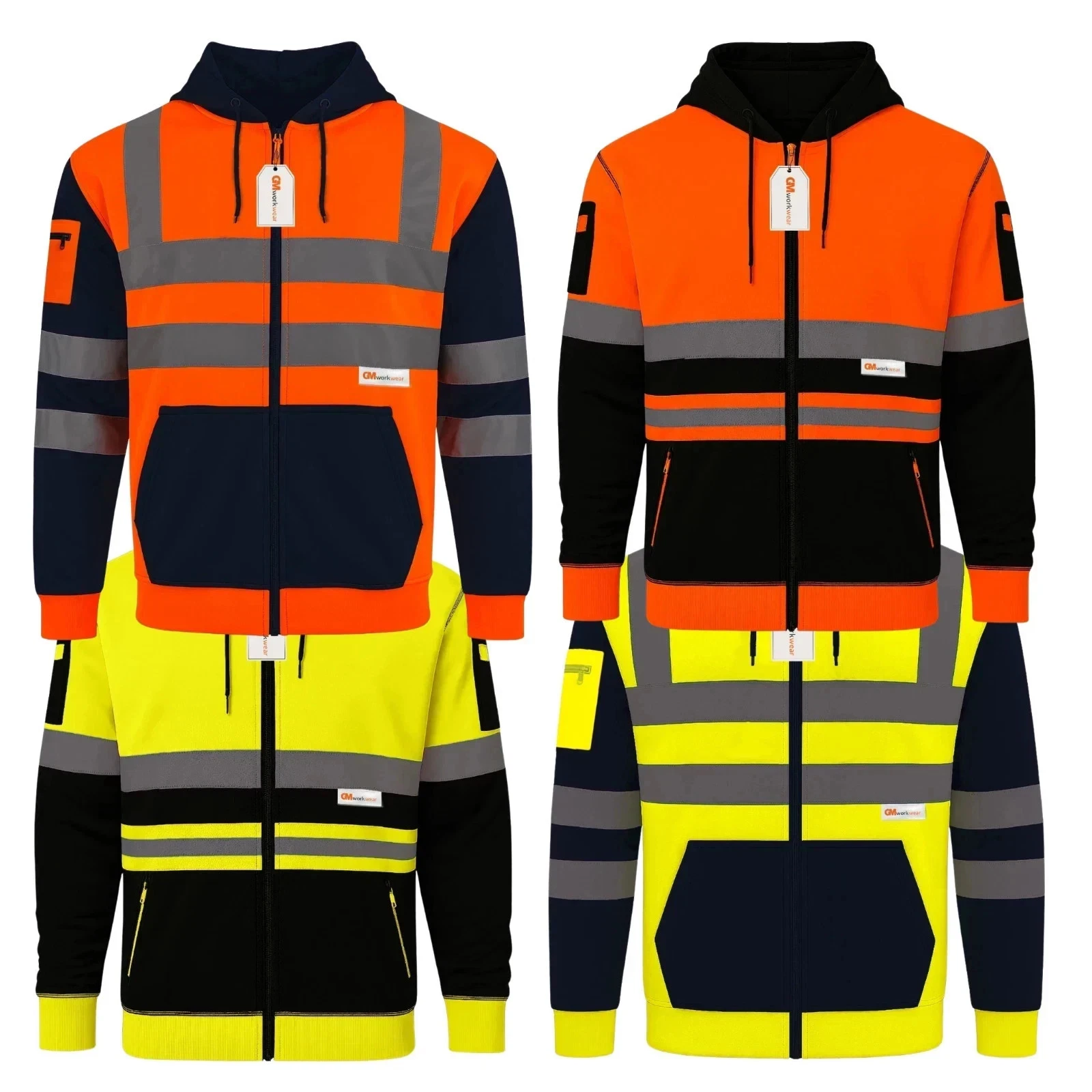 Hi Vis Zip Hoodie Class 3 Fleece 280gsm Thermal Reflective Work Jacket Safety UK