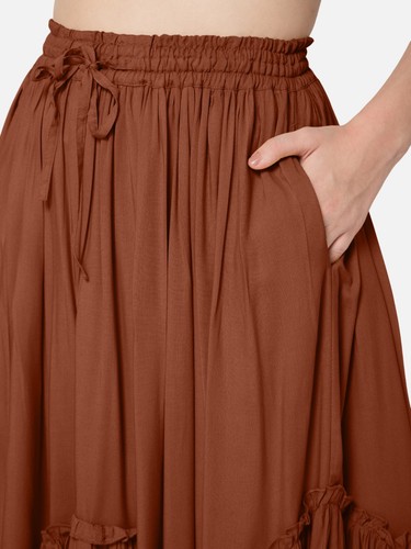 Women's Renaissance Pirate Peasant Medieval LARP High-Low Maxi Skirt with Pocket - Picture 33 of 33