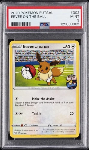 2020 POKEMON FUTSAL #002 EEVEE ON THE BALL PSA 9