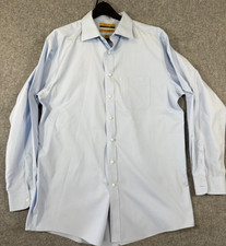 Roundtree Yorke Gold Label Dress Shirt Mens XL Blue Fitted 80s Non-Iron