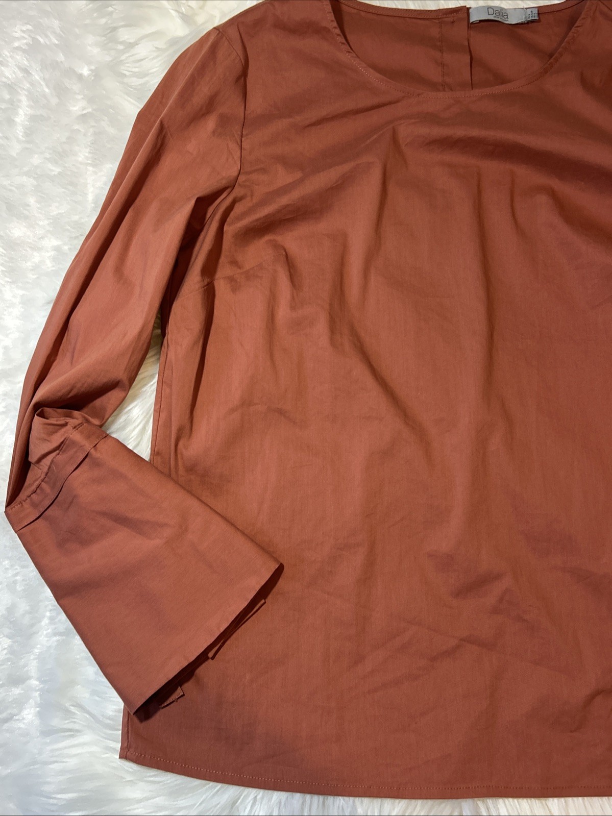 Dalia Rust Orange Button Back Blouse Small Long S… - image 2