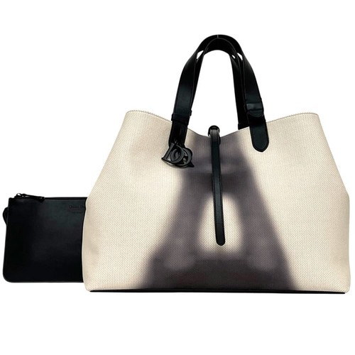 AUTH CHRISTIAN DIOR TOUJOURS LARGE TOTE BAG M2820SZBF CANVAS LEATHER WOMEN'S F/S