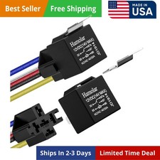 2 Pack 12V 40/30 Amp Car Relay DC 5 Pin SPDT and Harness - Heavy Duty 12 AWG Cop