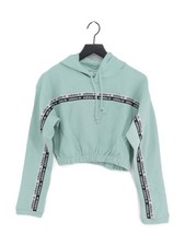 Adidas Women's Hoodie UK 10 Green Graphic 100 Cotton Pullover New with tags
