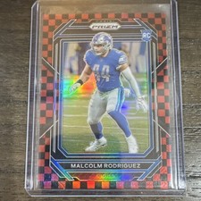Malcolm Rodriguez 2022 Panini Prizm Black Red Checker Board RC 350 Detroit Lions