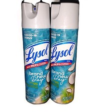 2 Lysol Disinfectant Spray Cans   New Day Coconut Water  Sea Minerals   19 oz