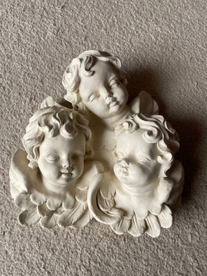 3 Engel von Papyrus Wand Halterung 22cm top Zustand dekorativ Barock Putten Kopf