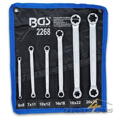 BGS DOPPELRINGSCHLÜSSEL SATZ E-PROFIL TORX SCHRAUBEN 6 TLG