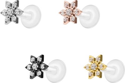 PIERCINGLINE  Piercing Stecker PTFE Labret mit Gewinde + Titan-Aufsatz