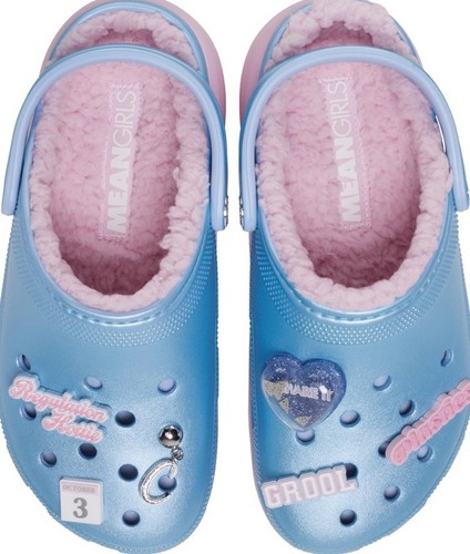 Zapatos zuecos de plataforma clásicos Crocs Mean Girls para mujer - azules y rosas - talla 8 - Imagen 6 de 9