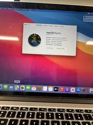MacBook Pro Retina Mid 2014 15" (i7 4th/2.8GHz/16gb/256gb SSD/Big Sur) 3 - Picture 2 of 13