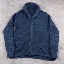 Ralph Lauren Sweater Mens Large Blue Shawl Collar Cardigan Marled Knit Preppy