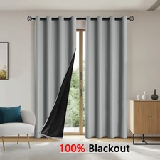 Solid Color 1pc Blackout Curtain Full Shading Sun Protection Bedroom Living Room