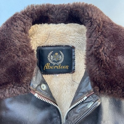 Brown leather vintage 70s Aberdeen flight Aviator bomber jacket