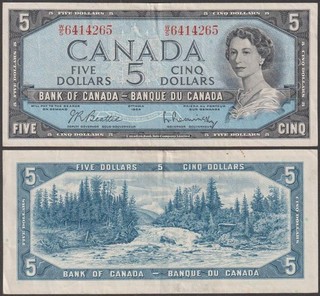 Canada Elizabeth II 5 Dollars 1954 VF P 77