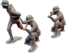 Vintage 1963 LOUIS MARX Gray Army Men Toy Soldiers 6" Inch, Lot Of 3